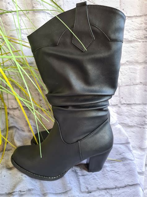 damen weitschaftstiefel schwarz